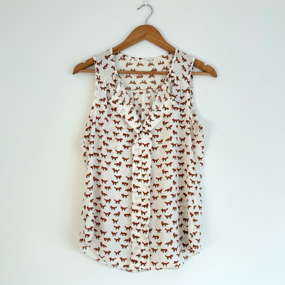 Jessy B. Fox Print UNIQUE Blouse | Woodland Animal Top - Cream